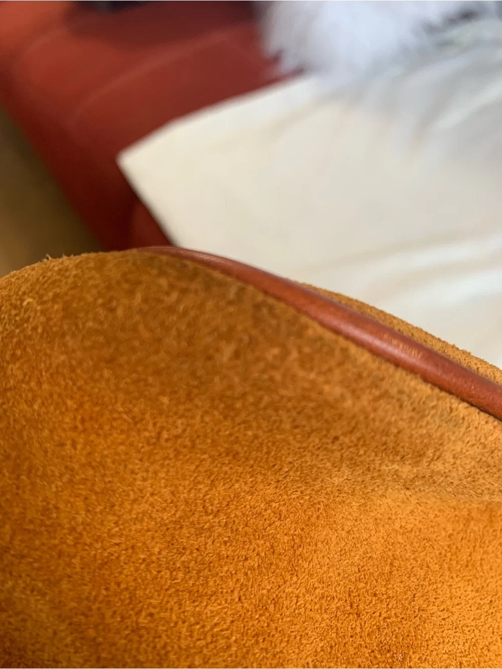 GUC. Dooney & Bourke Suede Satchel in honey Brown with Tan Leather Trim.
